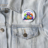 Süße Monster Kinder Geburtstagsfeier Crew Button (Beispiel)