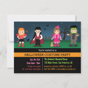 Süße Monster Kinder Halloween Kostüm Party Einladung
