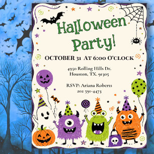 Süße Monster-Kinder-Halloween-Party Einladung