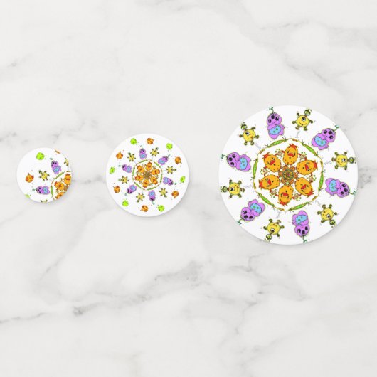 süße Monster-Papierteller Konfetti  (Vorderseiten)