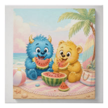Süße Monster-Wassermelonen-Strand-Picknick-Kinder-
