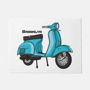 Süße Moped-Motorrad-Cartoon-Illustration Fußmatte