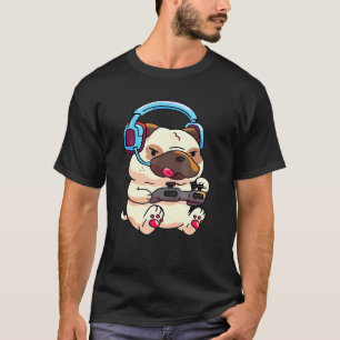 Süße Mops-Gaming-Gamer-Welpen-Möpse für Männer Fra T-Shirt