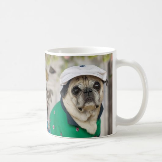 Süße Mops-Golf-Tasse Kaffeetasse (Rechts)