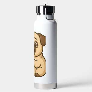 Süße Mops-Hund-Cartoon-Pizza-Liebhaber Trinkflasche