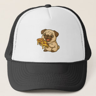 Süße Mops-Hund-Cartoon-Pizza-Liebhaber Truckerkappe