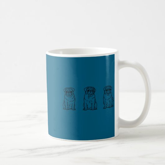 Süße Mops-Hund-Linienkunst Kaffeetasse (Rechts)
