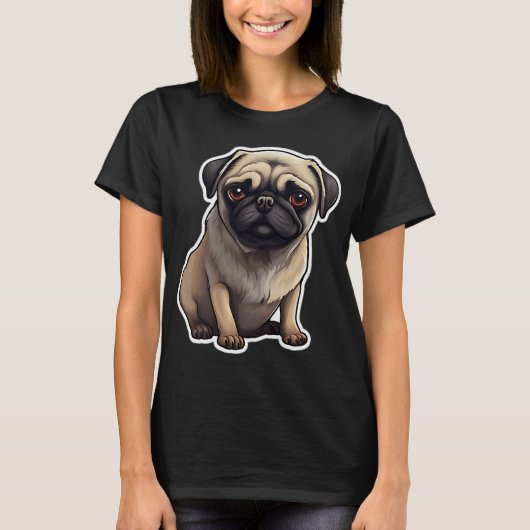 Süße Mops-Hund T-Shirt (Vorderseite)