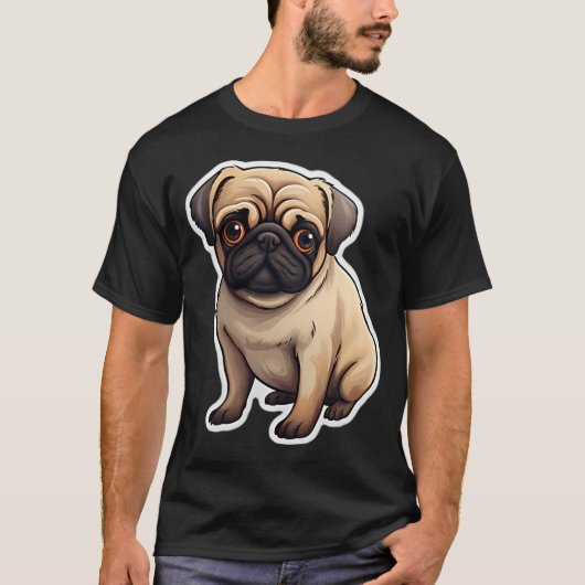 Süße Mops-Hund T-Shirt (Vorderseite)