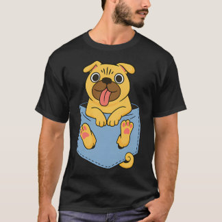 Süße Mops-in-Tasche-Cartoon-Illustration Lustiger  T-Shirt
