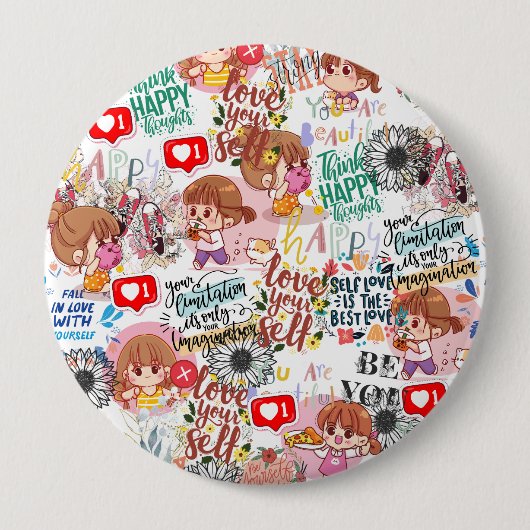 Süße Motivation – Positives Zitat Kawaii  Button (Vorderseite)