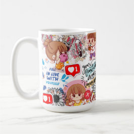 Süße Motivations-Positive-Zitat Kawaii Kaffeetasse