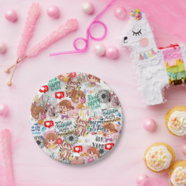 Süße Motivations-Positive-Zitat Kawaii Pappteller