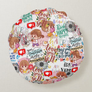Süße Motivations-Positive-Zitat Kawaii Rundes Kissen