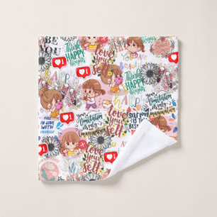 Süße Motivations-Positive-Zitat Kawaii Waschlappen