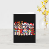 Süße Msky Weihnachts Hunde Mit Lichtern Langarm Karte (Gelbe Blume)
