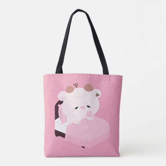 Süße müde Kuh Tasche (Rückseite)