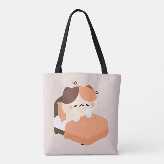 Süße müde Tortie-Katze Tasche (Rückseite)