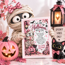 Süße Mumie rosa Halloween-Karte