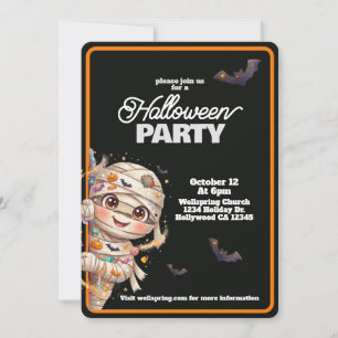 Süße Mumien-Familienfreundliche Halloween-Party Einladung