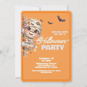 Süße Mumien-Familienfreundliche Halloween-Party Einladung