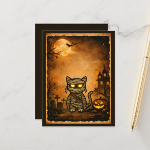 Süße Mumien-Gruselkatze Postkarte