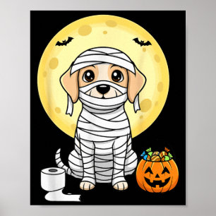 Süße Mumien-Hund-Halloween-Vollmond-Welpe-Streich  Poster