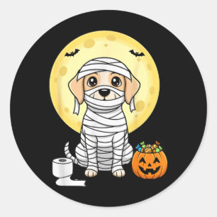 Süße Mumien-Hund-Halloween-Vollmond-Welpe-Streich  Runder Aufkleber