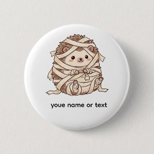 Süße Mumien-Igel-Halloween-Kostüm-Tier-Illustratio Button