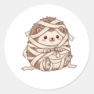 Süße Mumien-Igel-Halloween-Kostüm-Tier-Illustratio Runder Aufkleber