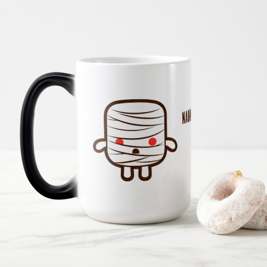 Süße Mumien-Marshmallows Halloween Verwandlungstasse (Mit Donut)