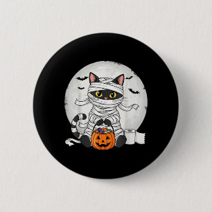 Süße Mumien-Schwarze-Katze-Halloween-Kostüm lustig Button