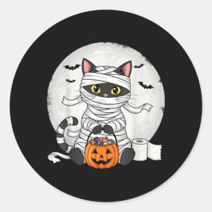 Süße Mumien-Schwarze-Katze-Halloween-Kostüm lustig Runder Aufkleber