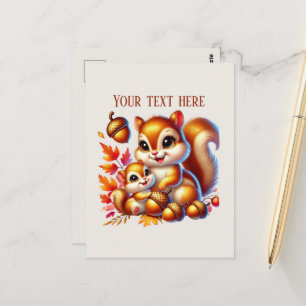 Süße Mummy-Baby-Eichhörnchen Text hinzufügen Postkarte