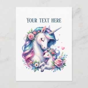Süße Mummy Baby Einhorn Text hinzufügen  Postkarte