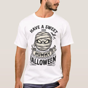 Süße Mummy Halloween Vintage Vektor Design_1 T-Shirt