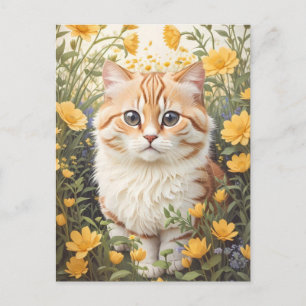 Süße Munchkin-Katze und Butterblumen Postkarte