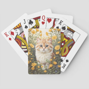 Süße Munchkin-Katze und Butterblumen Spielkarten