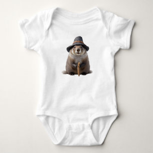 Süße Murmeltier mit einer Hexe Baby Strampler