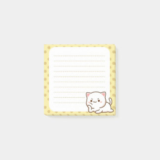 Süße mürrische Katze gelbe Punkte linierter Klebez Post-it Klebezettel
