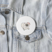 Süße mürrische Katze mit rosa Barett, handgezeichn Button (Beispiel)