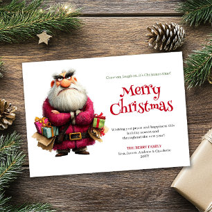 Süße mürrische Santa lustige Weihnachts-Comic-Grüß Feiertagskarte