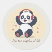 Süße Musik-Panda Runder Aufkleber (Vorderseite)