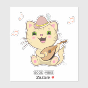 Süße musikalische getigerte Karamellkatze Sticker