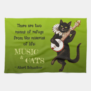 Süße musikalische Katze Zwei Zufluchtsorte Schweit Geschirrtuch