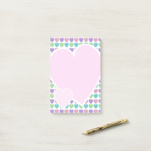 Süße Muster Herz Post-it Klebezettel (Auf Schreibtisch)