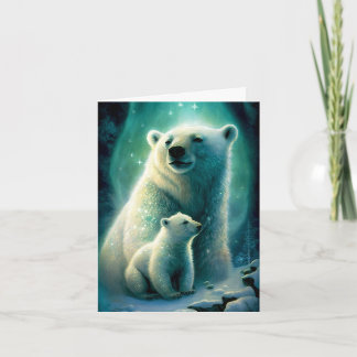Süße Mutter Eisbär und Jungtier Illustrationskarte Karte