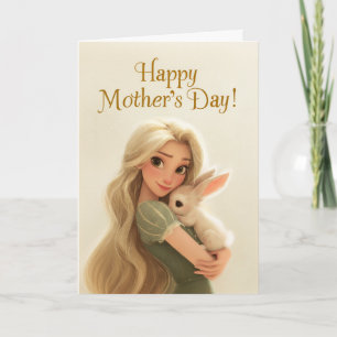 Süße Mutter hält Häschen Frohen Muttertag Karte