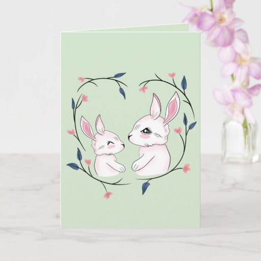 Süße Mutter-Häschen Blumen Oster- und Muttertag Karte (Orchidee)