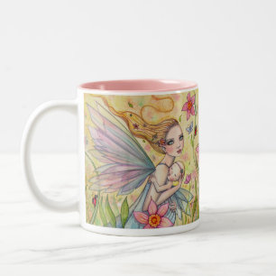 Süße Mutter und Babyfee - Whimsische Fantasy-Kunst Zweifarbige Tasse